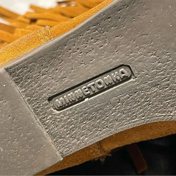 Minnetonka Women’s 3-Layer Fringe Brown Suede Leather Boots Size 8 - Picture 12 of 16